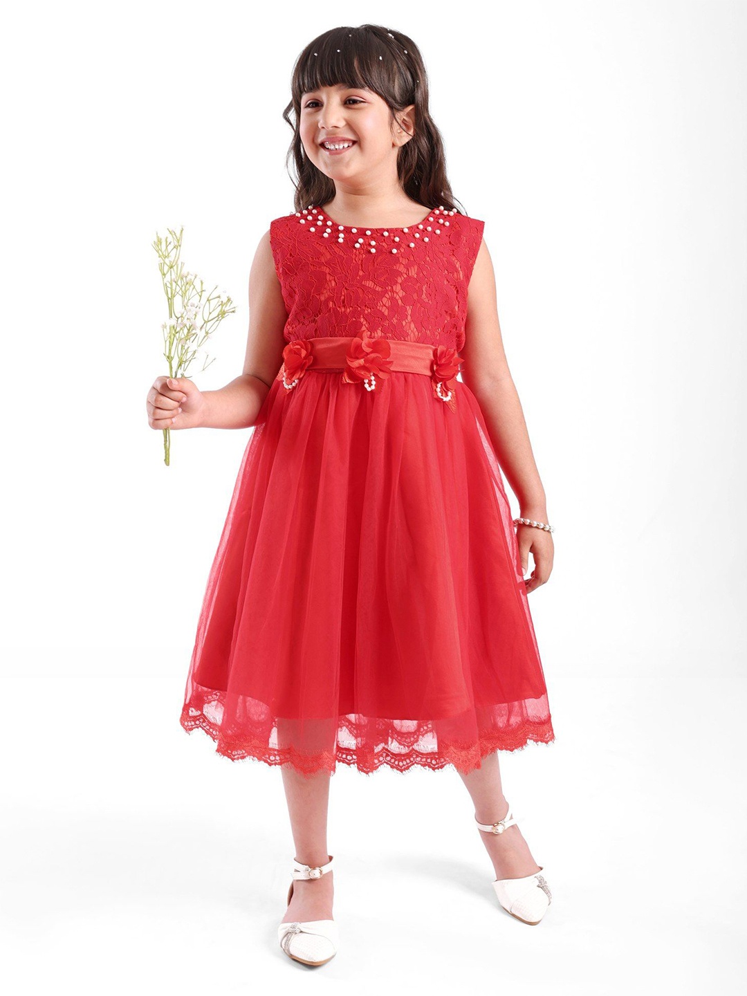 

Mark & Mia Girls Fit & Flare Sleeveless Party Frock Dress, Red