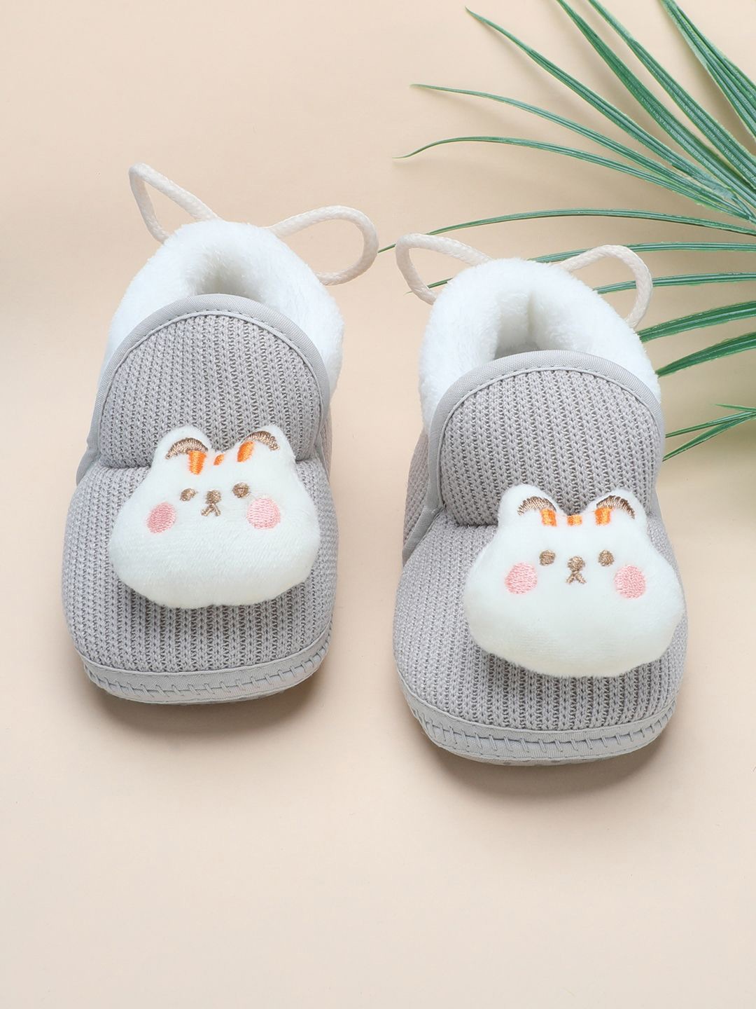 

Baby Moo Girls Cotton Booties, Grey