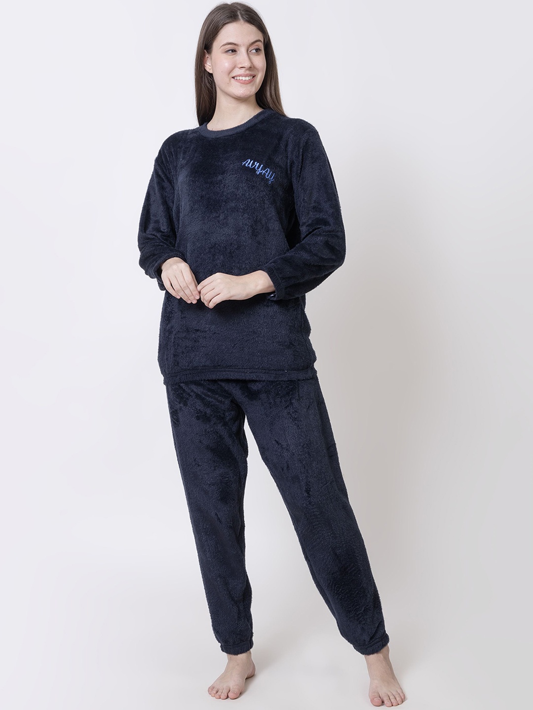 

AVYAY Women Long Sleeves Night suit, Blue