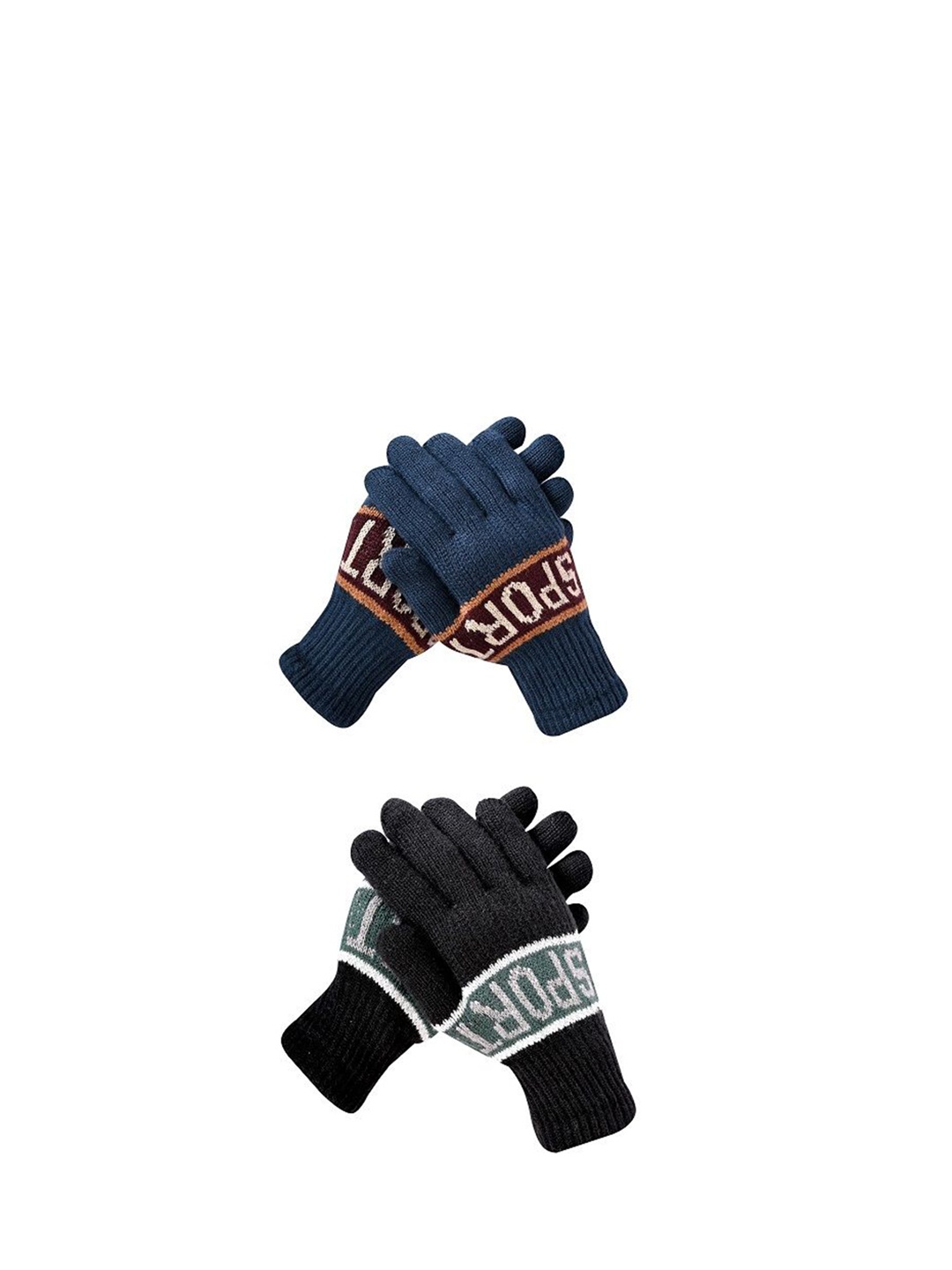 

LOOM LEGACY Men Pack Of 2 Acrylic Winter Gloves, Blue