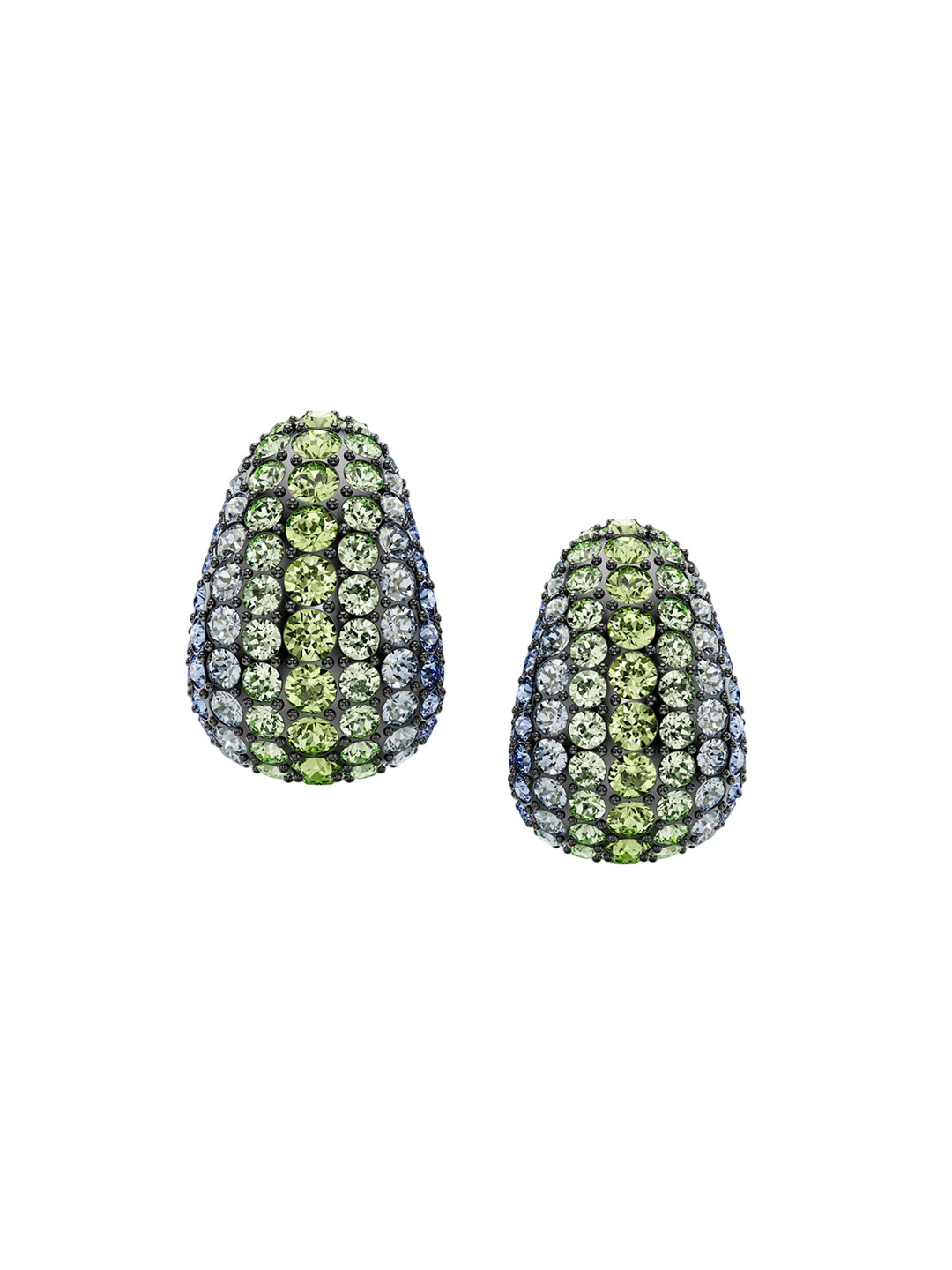 

SWAROVSKI Rhodium-Plated Crystals Stone-Studded Teardrop Shaped Half Hoop Earrings, Silver