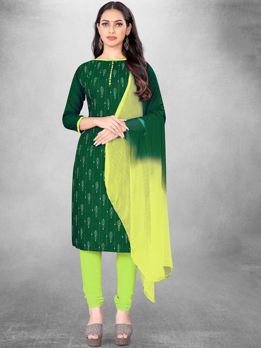 

Maroosh Embellished Unstitched Dress Material, Green