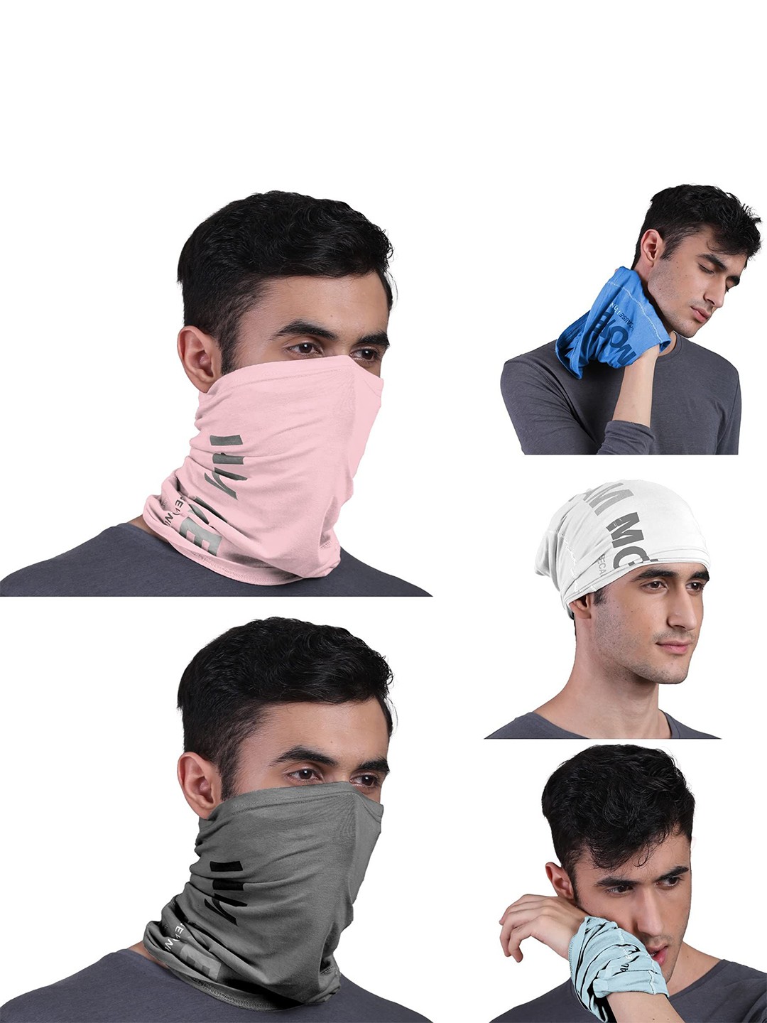 

FREECULTR Pack Of 5 Unisex Bandana Headband, Blue