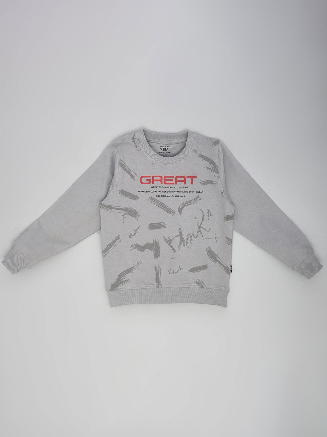 

YOUMAA Boys Full Sleeves Printed Sweatshirt, Grey