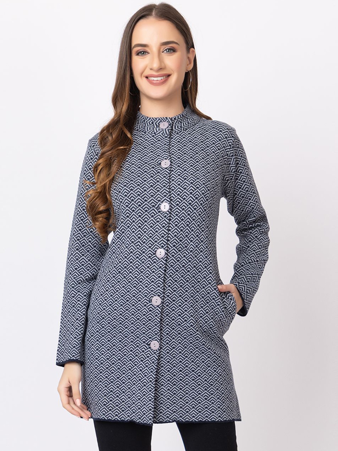 

Anouk Women Printed Cardigan, Navy blue