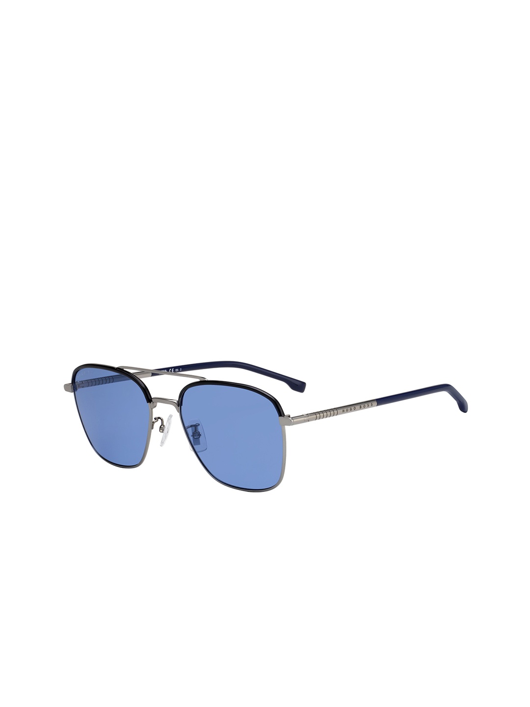 

HUGO Men Square Sunglasses with UV Protected Lens-2024656LB58KU-RUTHENIUM, Blue