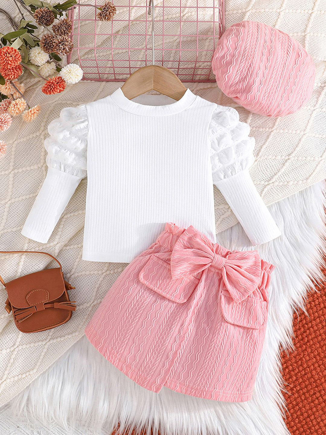 

INCLUD Girls Round Neck T-shirt With Skirt, Pink