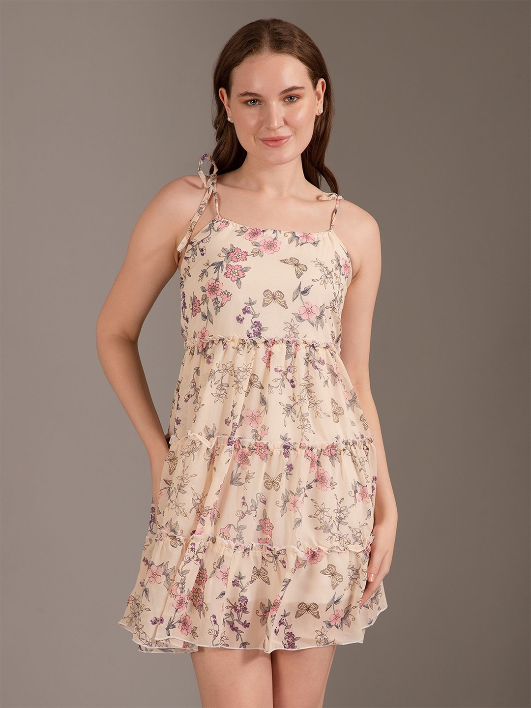 

Louis Bayrad Women Floral Printed Fit & Flare Dress, White