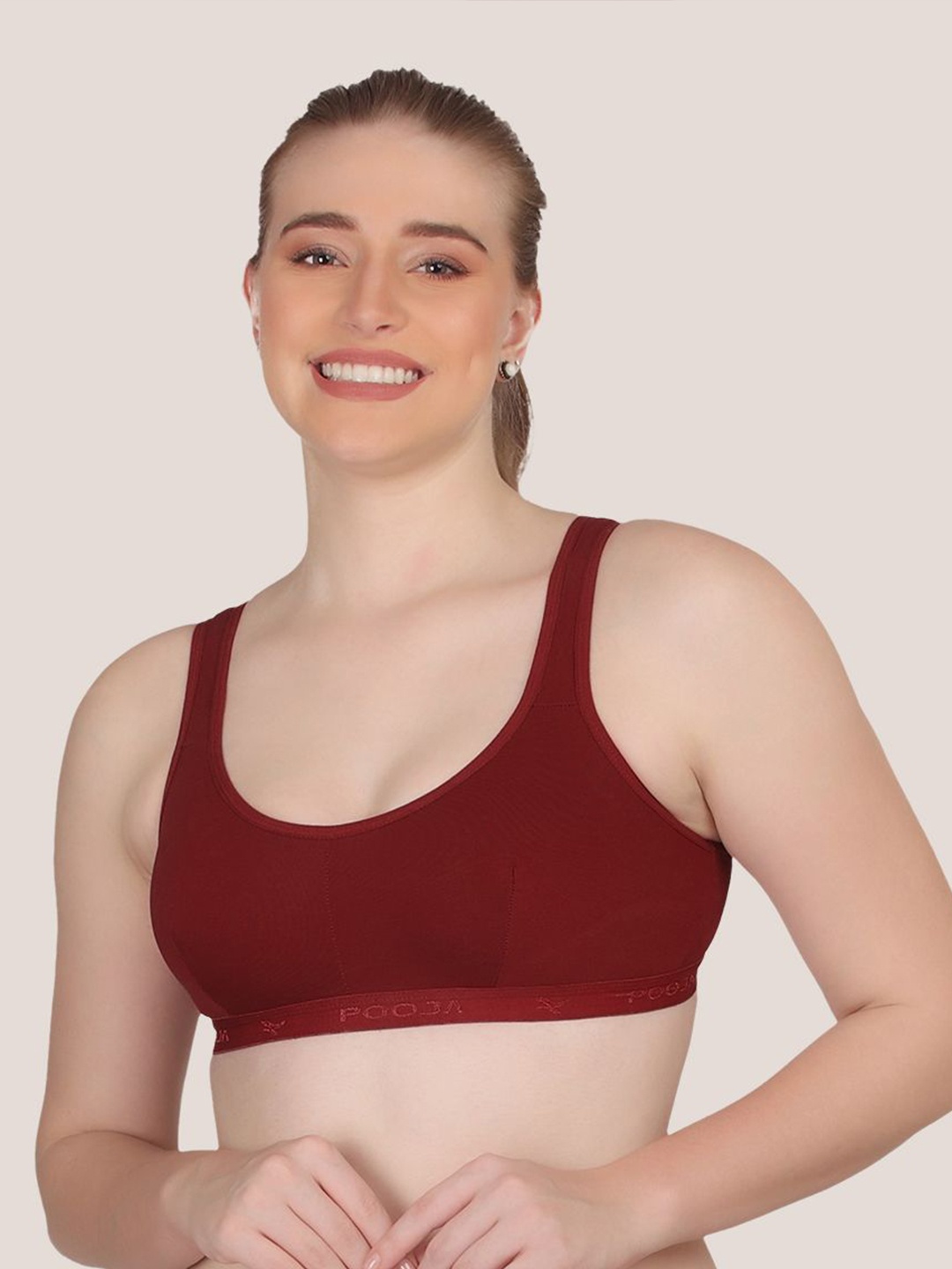 

POOJA RAGENEE Full Coverage Workout Bra, Maroon
