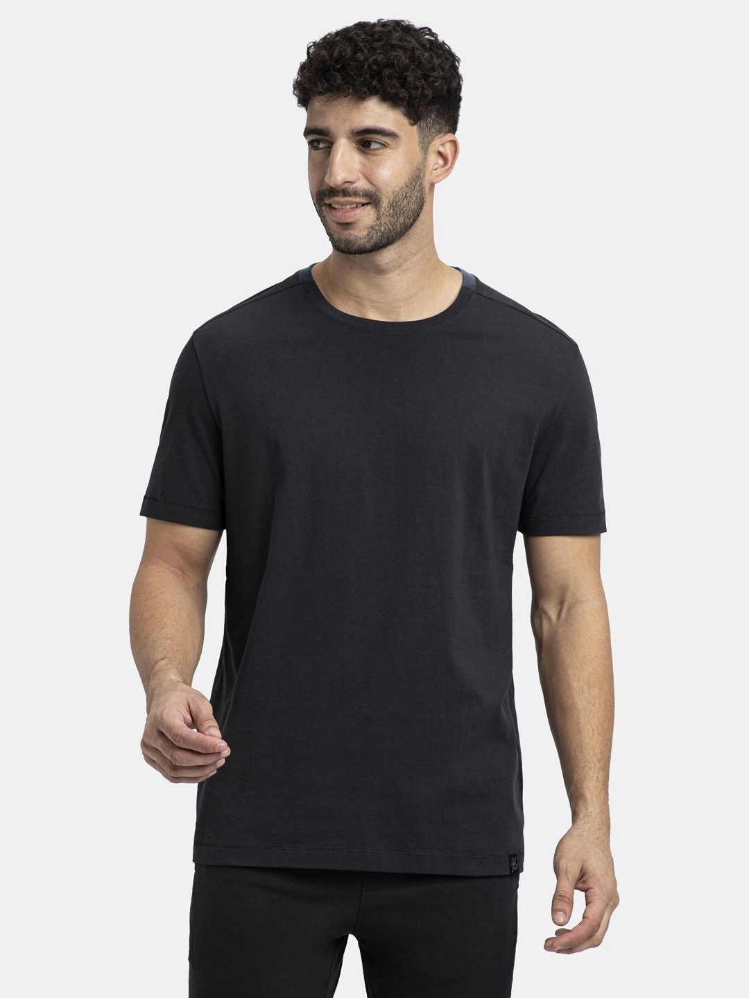 

Jockey Super Combed Cotton Round Neck Solid Half Sleeve T-Shirt - AM69, Black