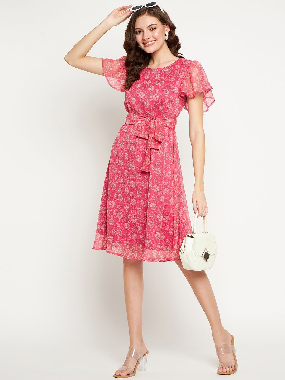 

Murcia Women Floral Print A-Line Dress, Pink