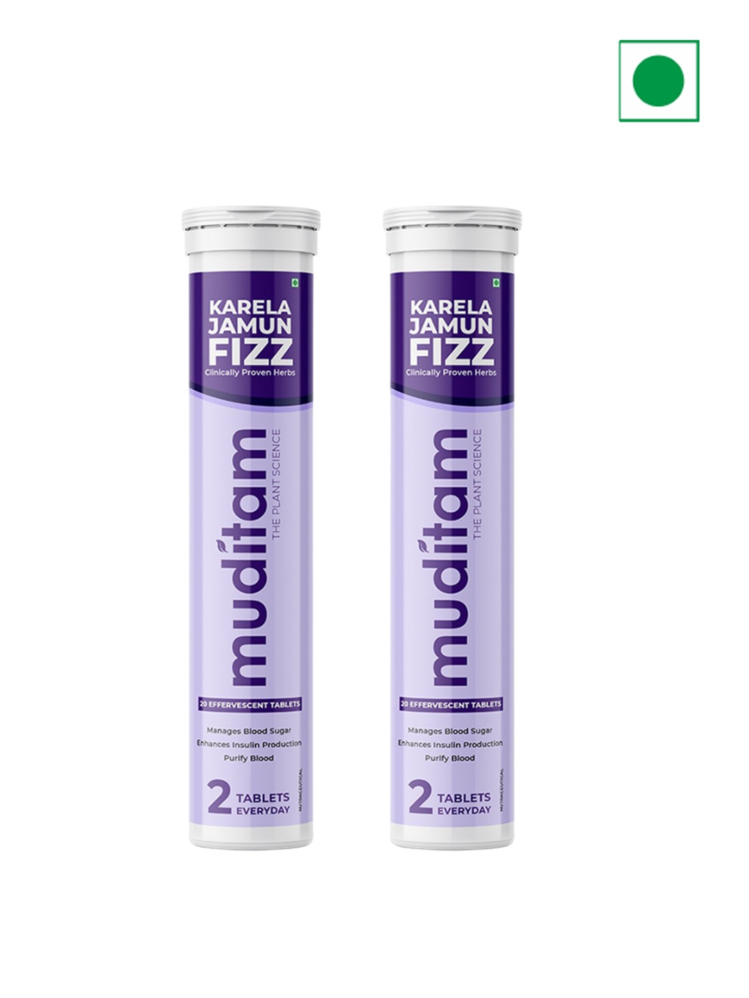 

Muditam Ayurveda Set Of 2 Karela Jamun Diabetic Fizz - 20 Tablets, Purple