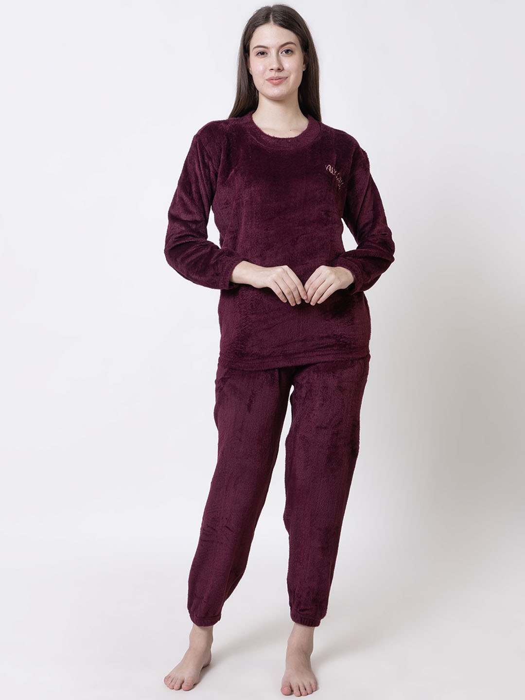 

AVYAY Women Woolen Winter Night suit, Purple