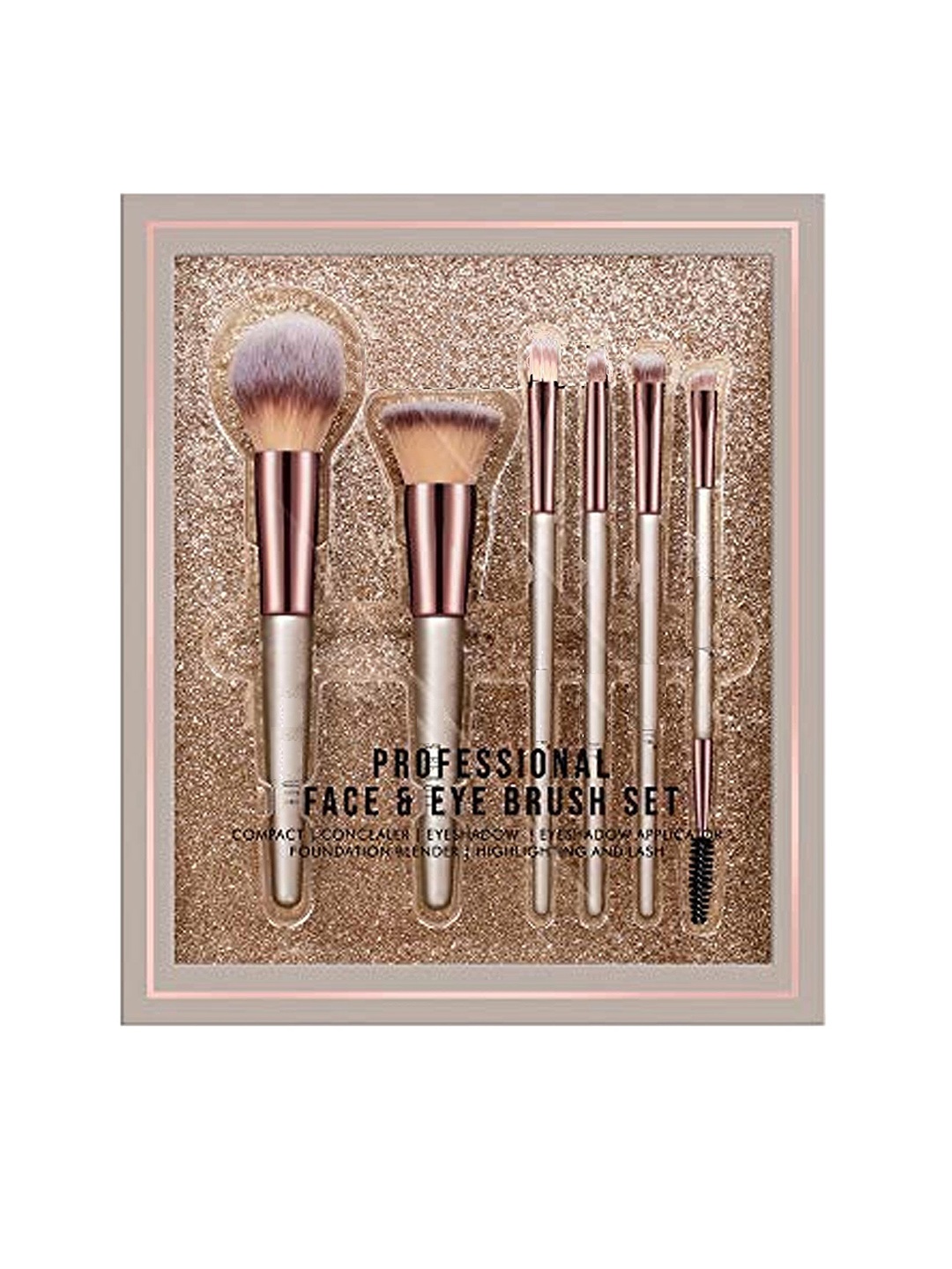 

MAKEUP FEVER Set Of 6 Professional Makeup Brush Set, Brown