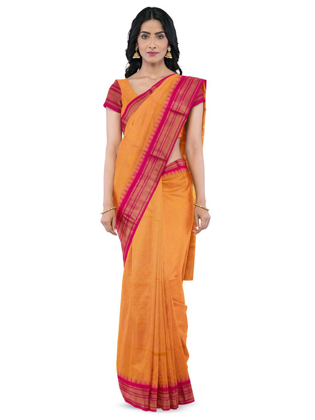 

Avishya Pure Cotton Kanjeevaram Saree, Orange