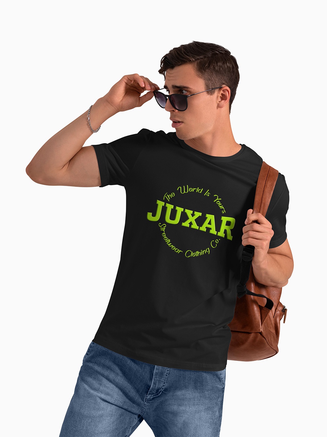 

Juxar Men Typography Printed Round Neck Cotton T-shirt, Black