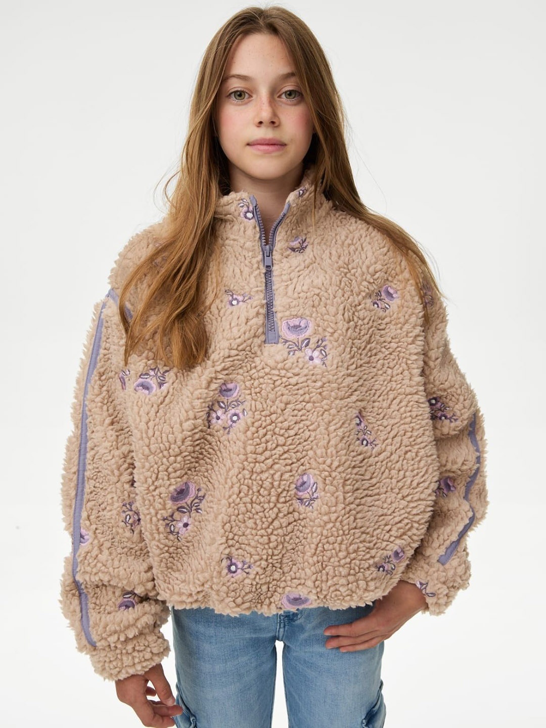

Marks & Spencer Girls Mock Collar Abstract Printed Casual Tailored Jacket, Brown