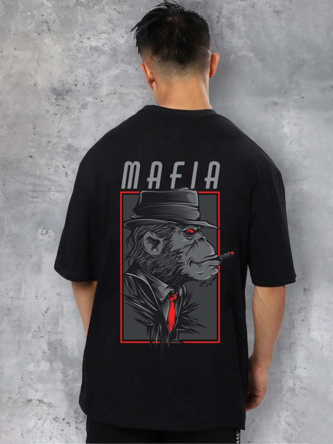 

fanideaz Men Graphic Printed Round Neck Cotton Oversized T-shirt, Black