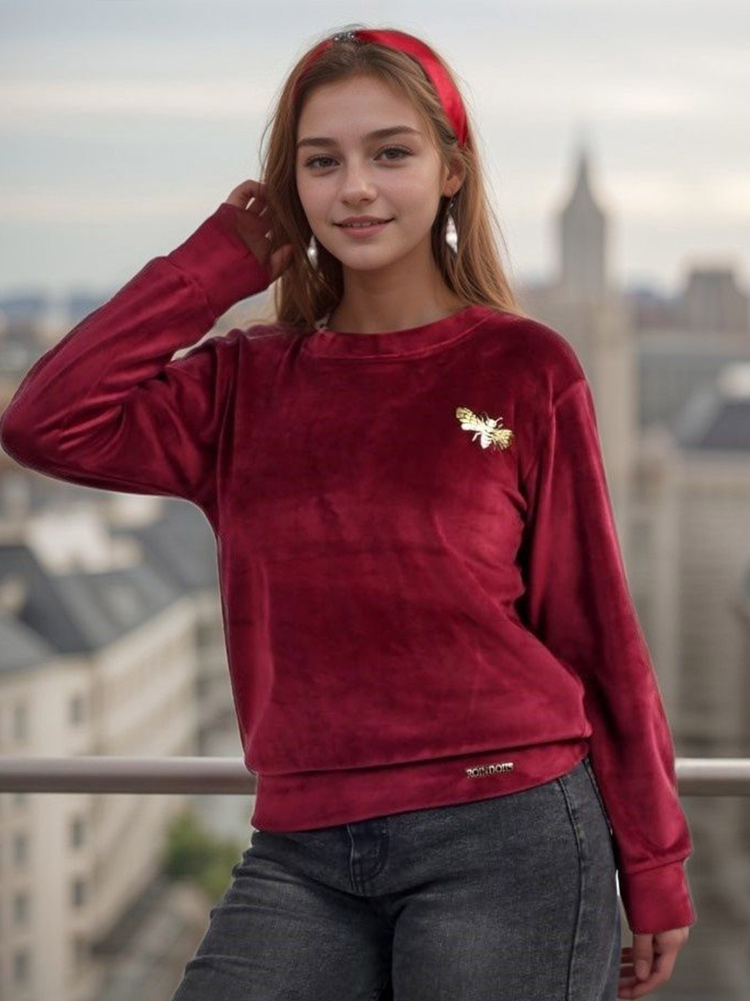 

BAESD Girls Velvet Sweatshirt, Maroon