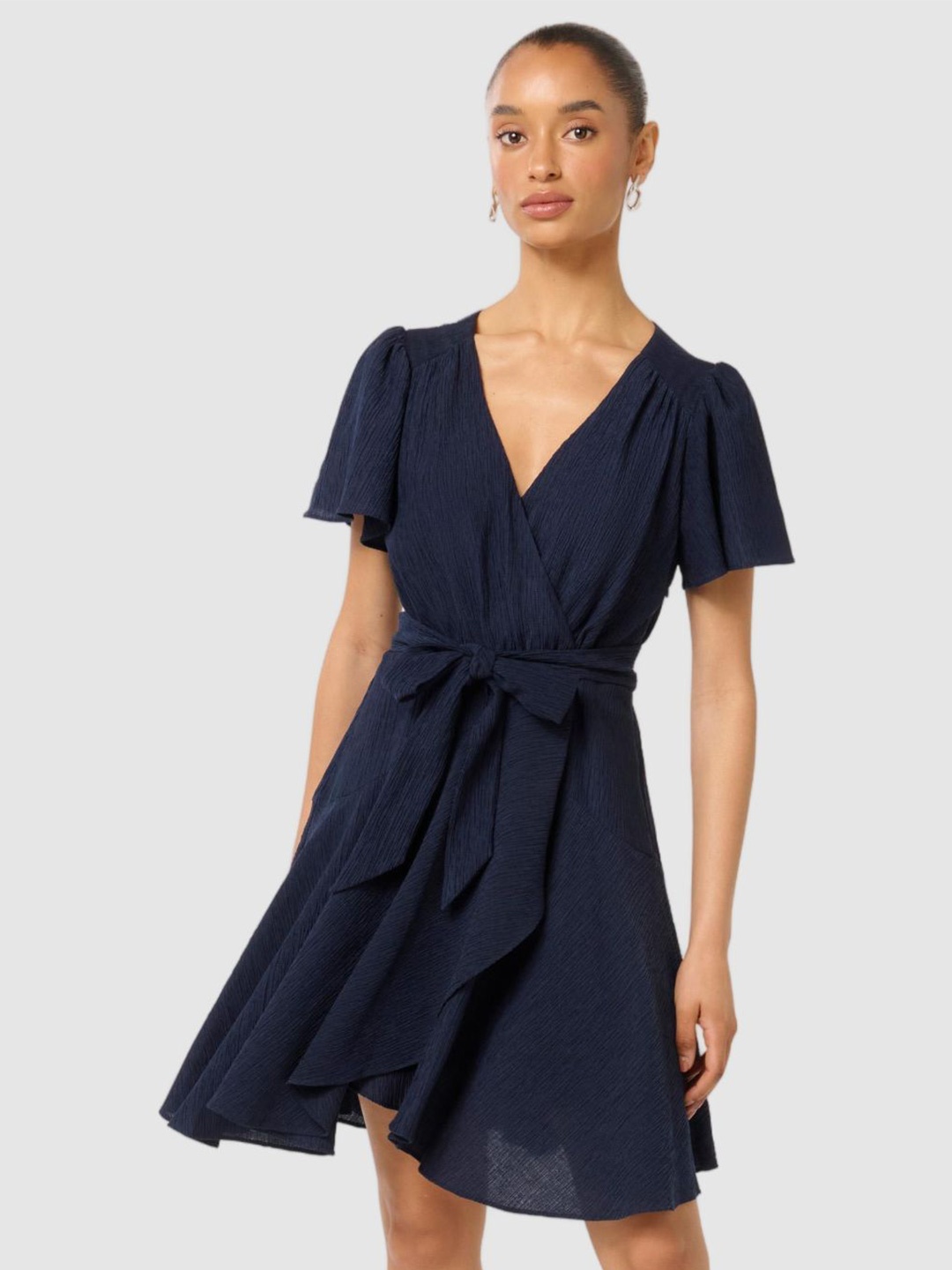 

Forever New Women Bell Sleeve Fit & Flare Mini Dress, Navy blue