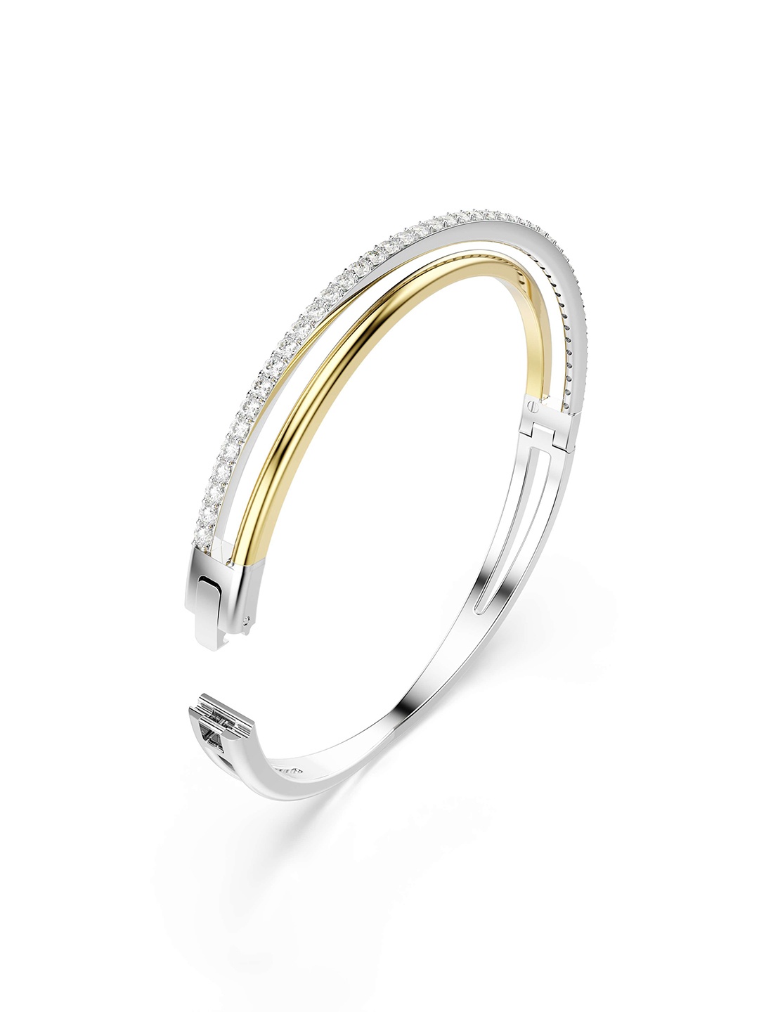 

SWAROVSKI Hyperbola Rhodium-Plated Crystals-Studded Bangle-Style Bracelet, Silver