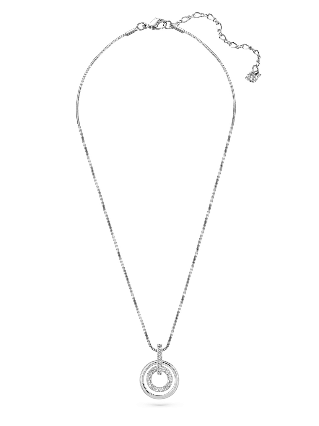 

SWAROVSKI Rhodium-Plated Crystals Stone Studded Circle Pendant With Chain, Silver