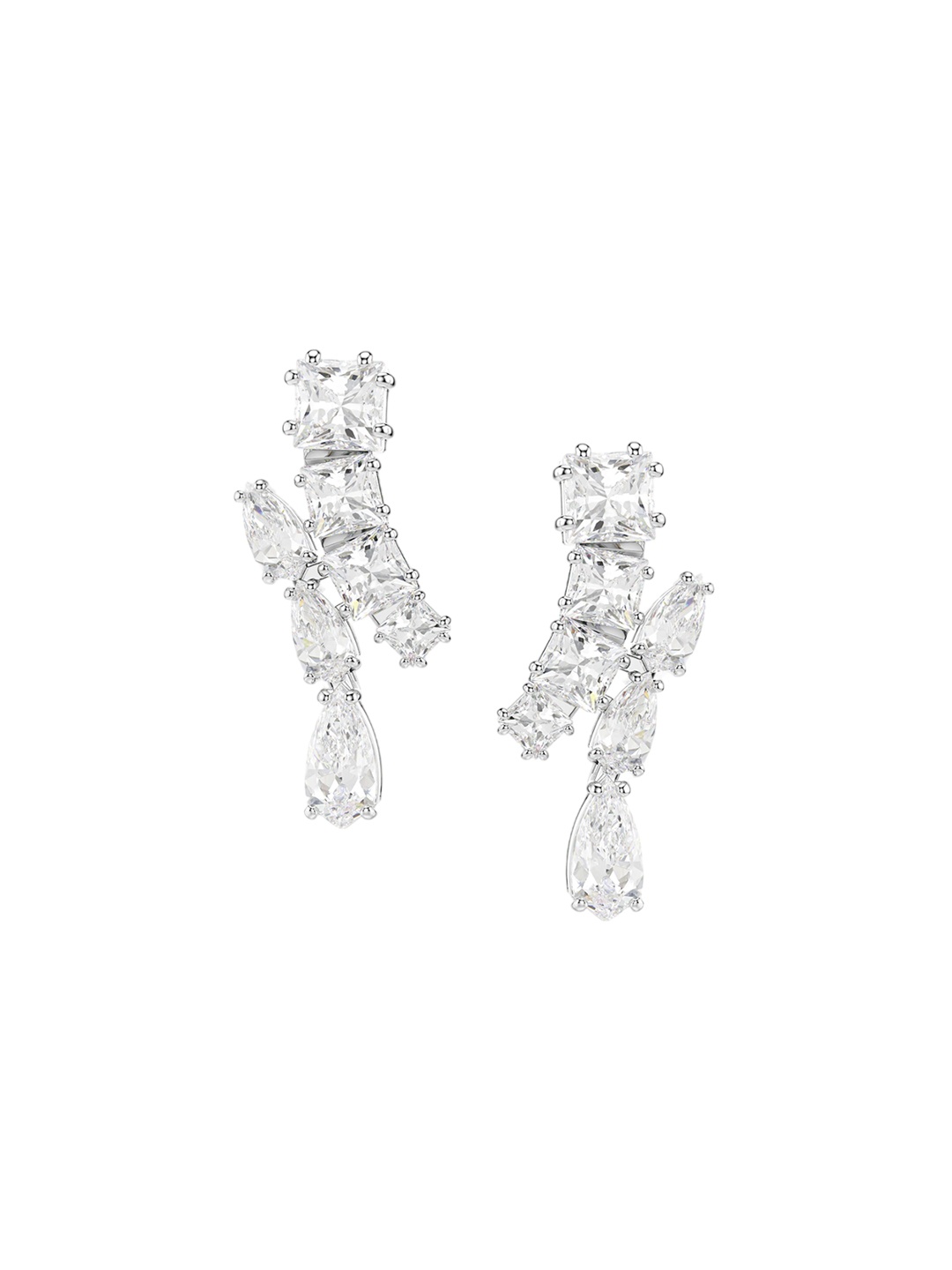 

SWAROVSKI Rhodium-Plated Crystals Stone-Studded Drop Earrings, Silver