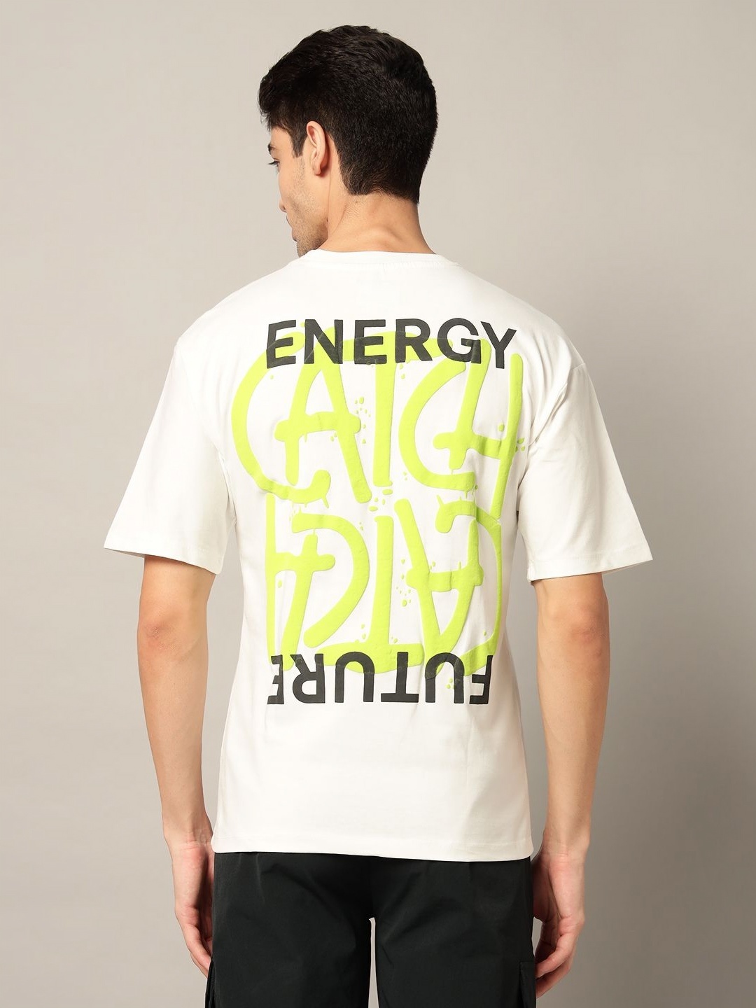 

AECK Men Typography Printed Round Neck Cotton T-shirt, White