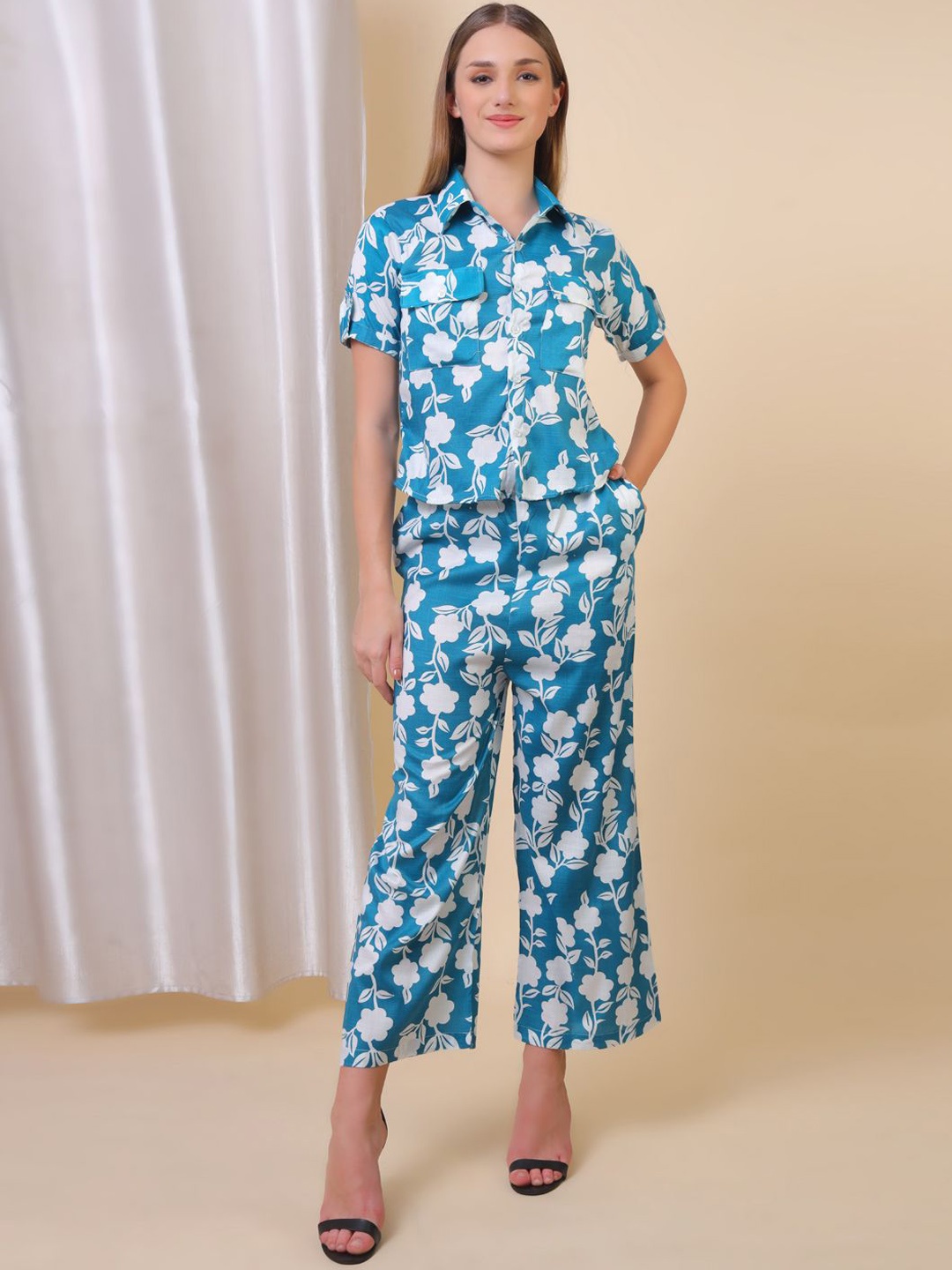 

Xivir Printed Shirt And Trousers Set, Blue