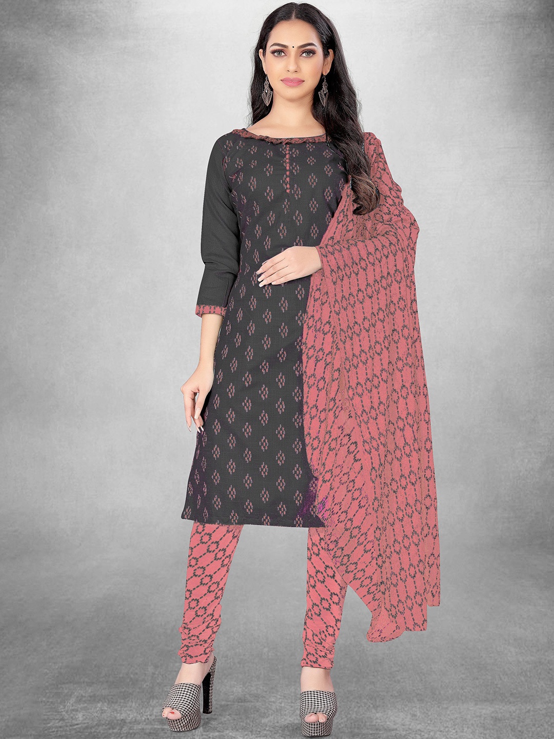 

Maroosh Ethnic Motifs Embellished Unstitched Dress Material, Grey