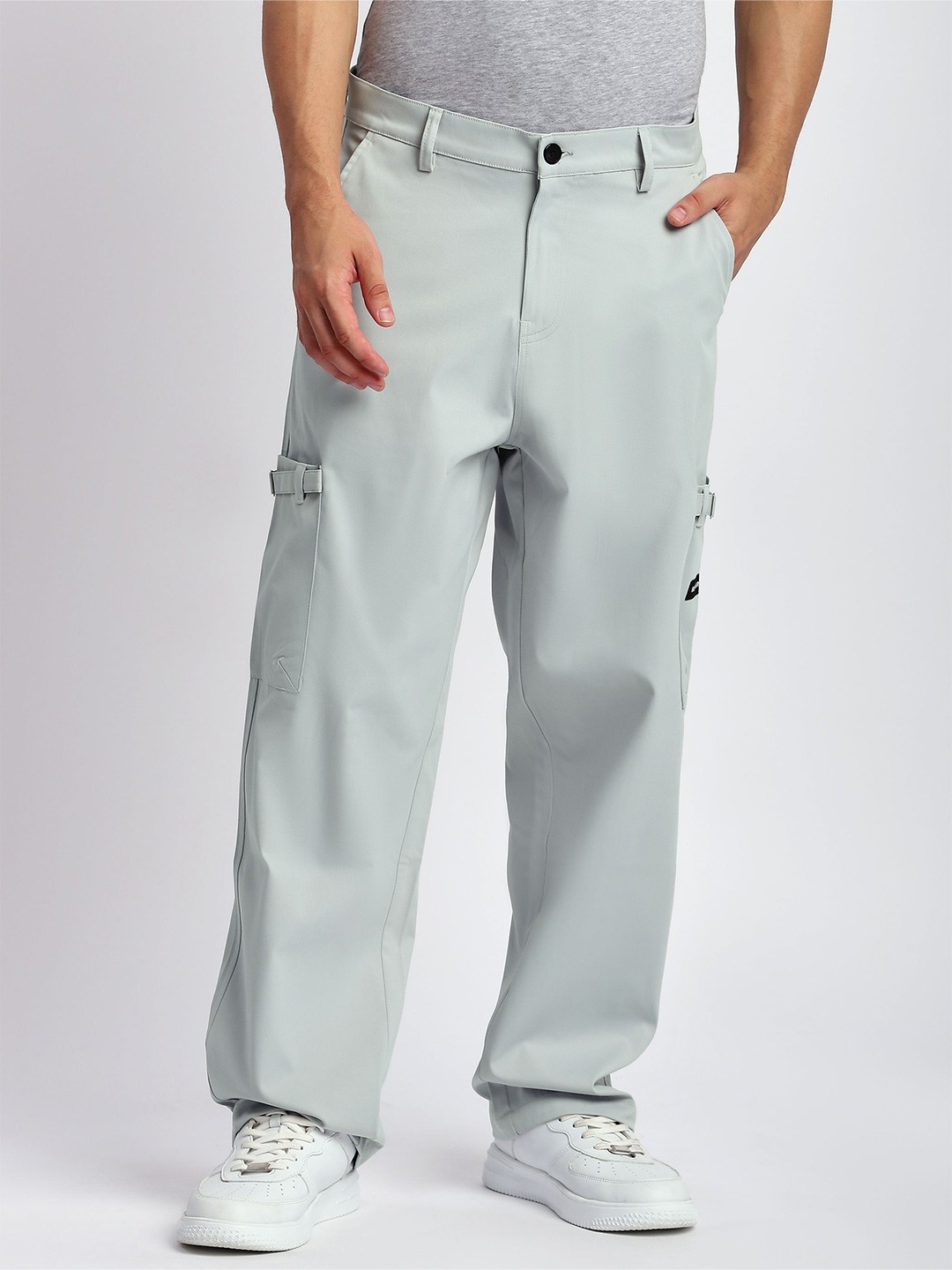 

Beyoung Men Pure Cotton Cargos Trousers, Blue