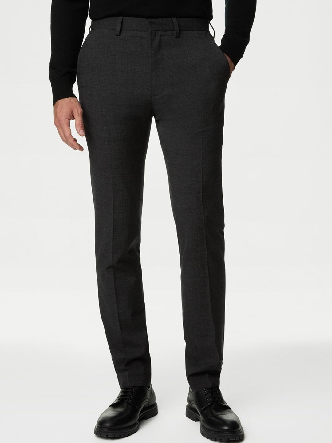 

Marks & Spencer Men High-Rise Formal Trousers, Charcoal