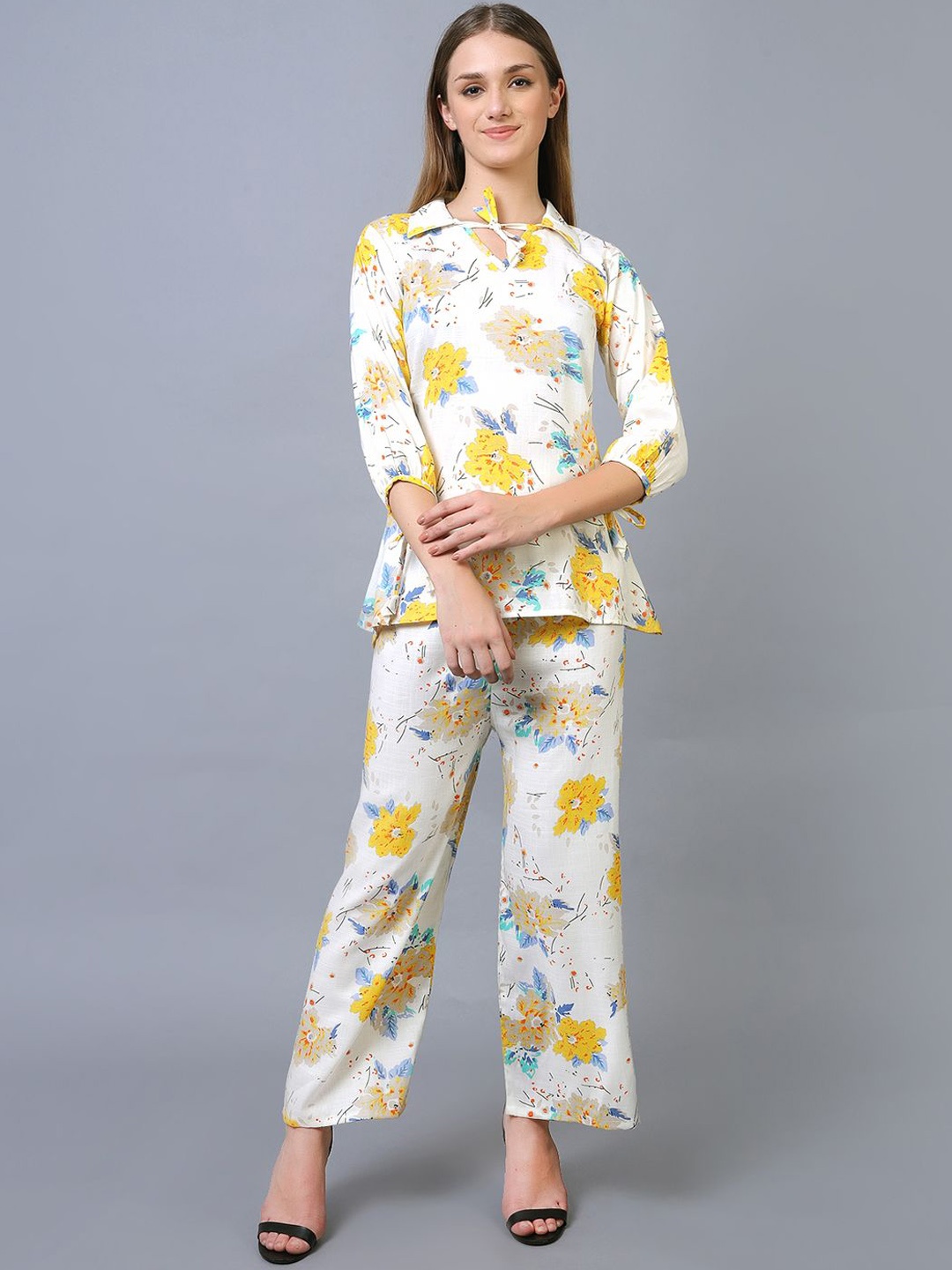 

Xivir Printed Tunic And Trousers Set, Yellow