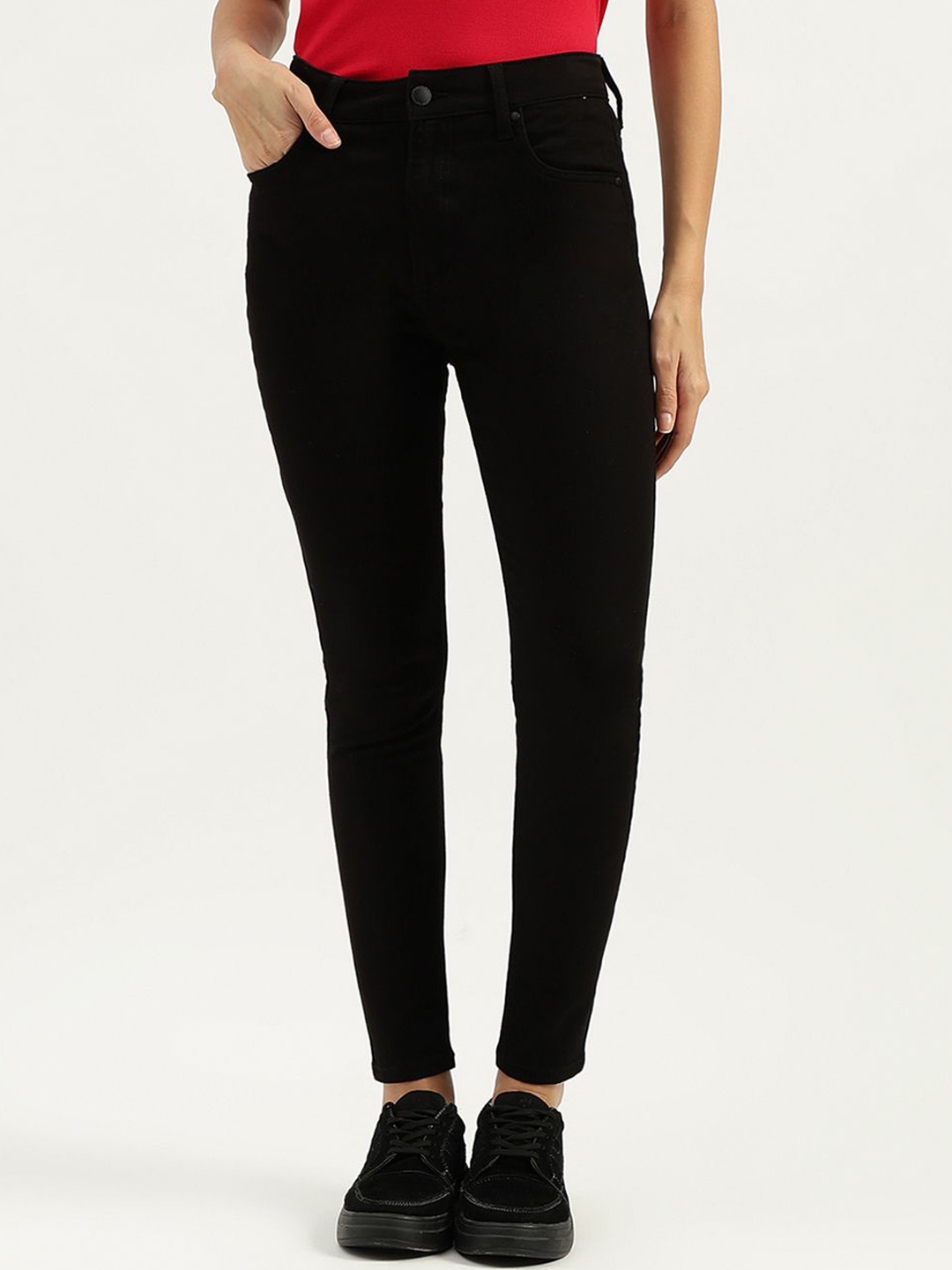 

United Colors of Benetton Women Skinny Fit High-Rise Jeans, Black
