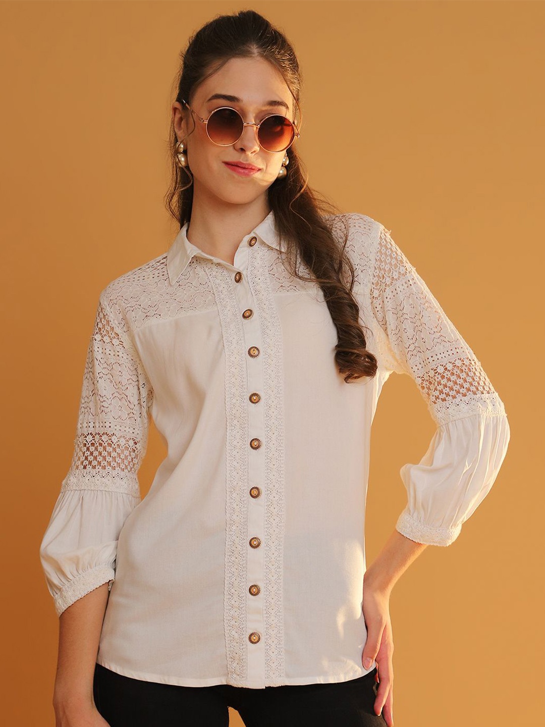 

Tulsattva Women Classic Spread Collar Solid Casual Shirt, White
