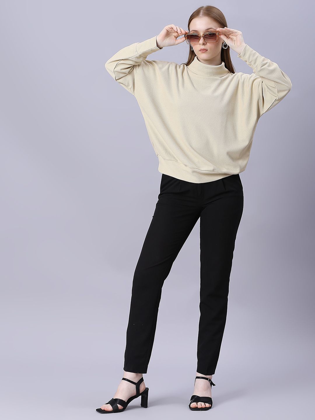 

Autumn Hues Women Embellished Round Neck Long Sleeves Top, Beige