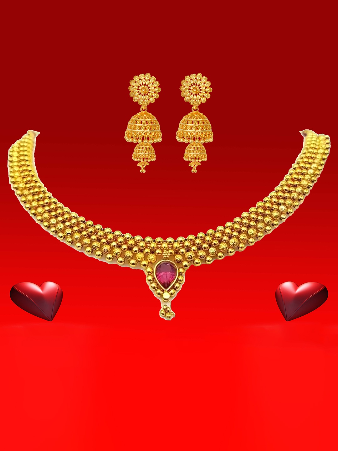 

Heer Collection Gold-Plated Kundan-Studded Jewellery Set