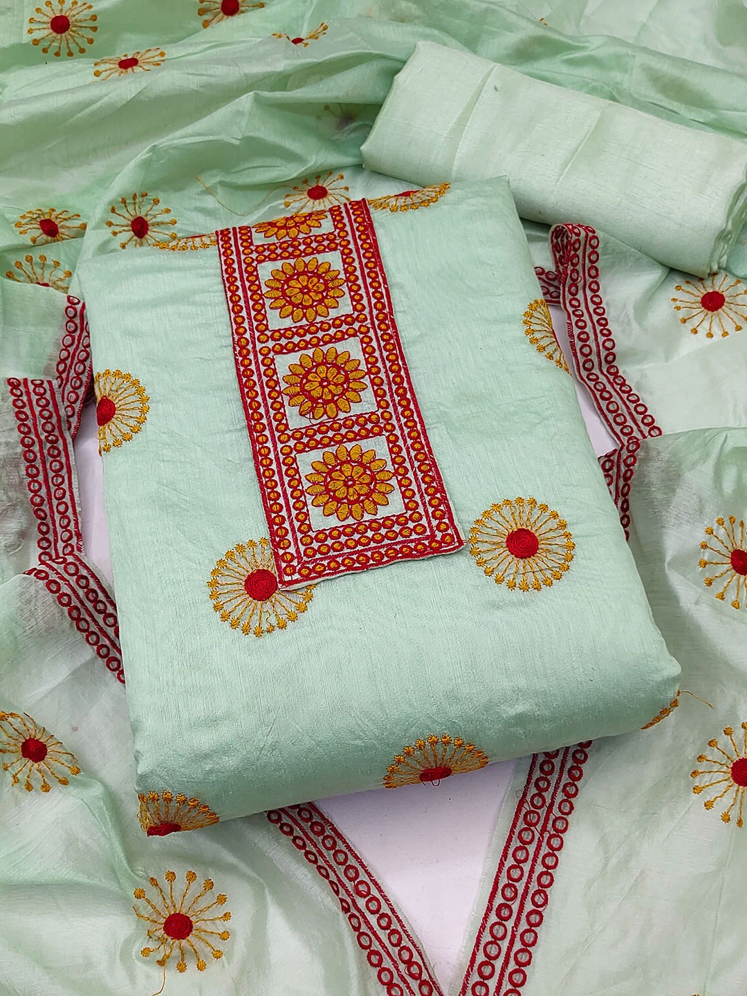 

Maroosh Ethnic Motifs Embroidered Unstitched Dress Material, Sea green
