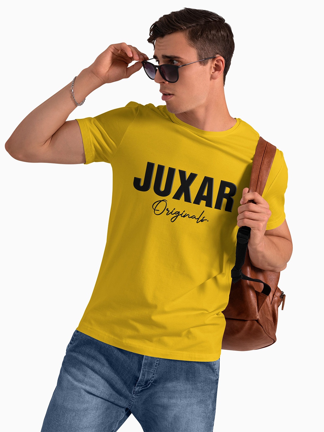 

Juxar Men Typography Printed Round Neck Cotton T-shirt, Yellow