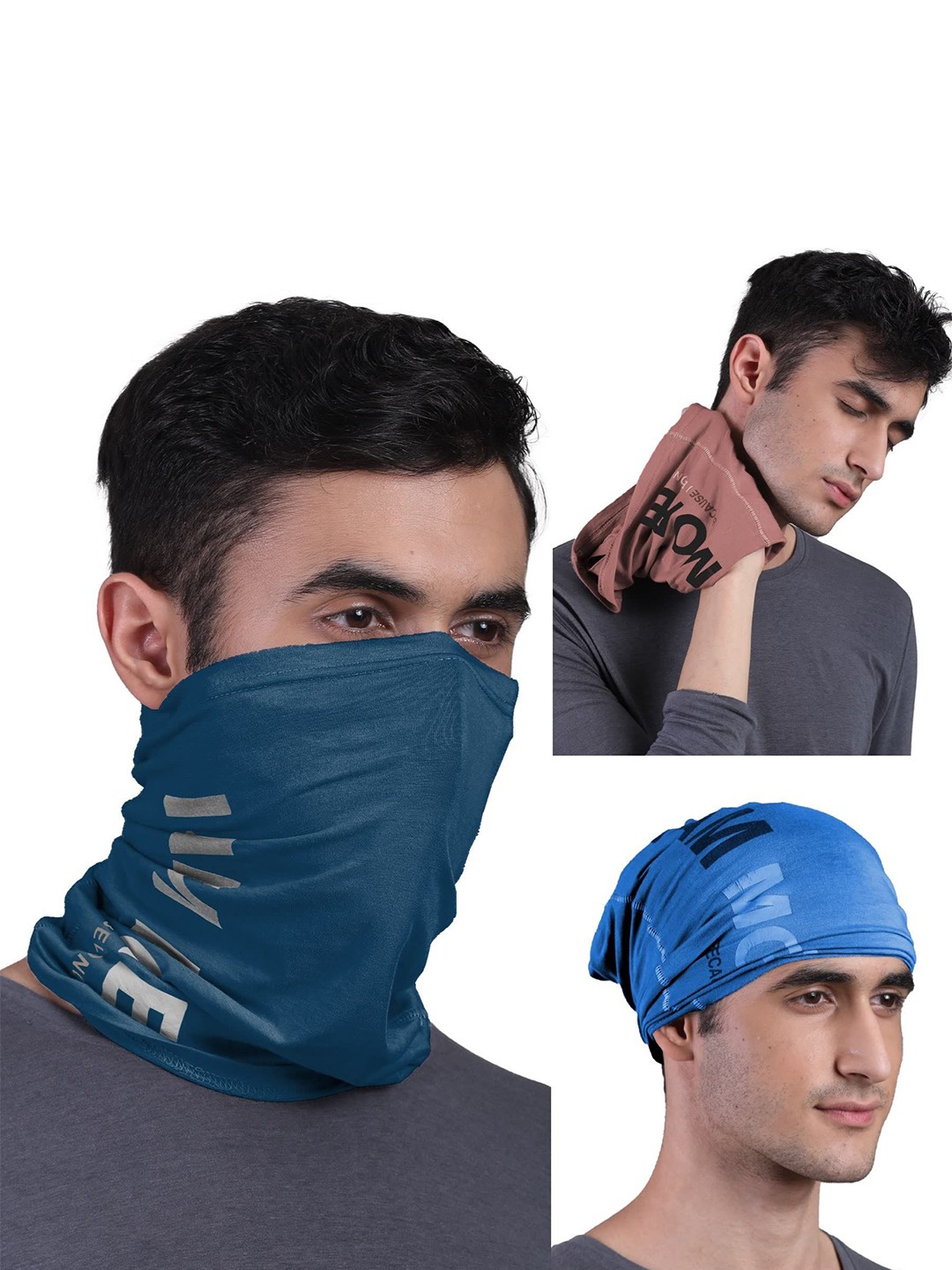 

FREECULTR Unisex Pack Of 3 Printed Anti Microbial Multipurpose Bandana Headband, Peach