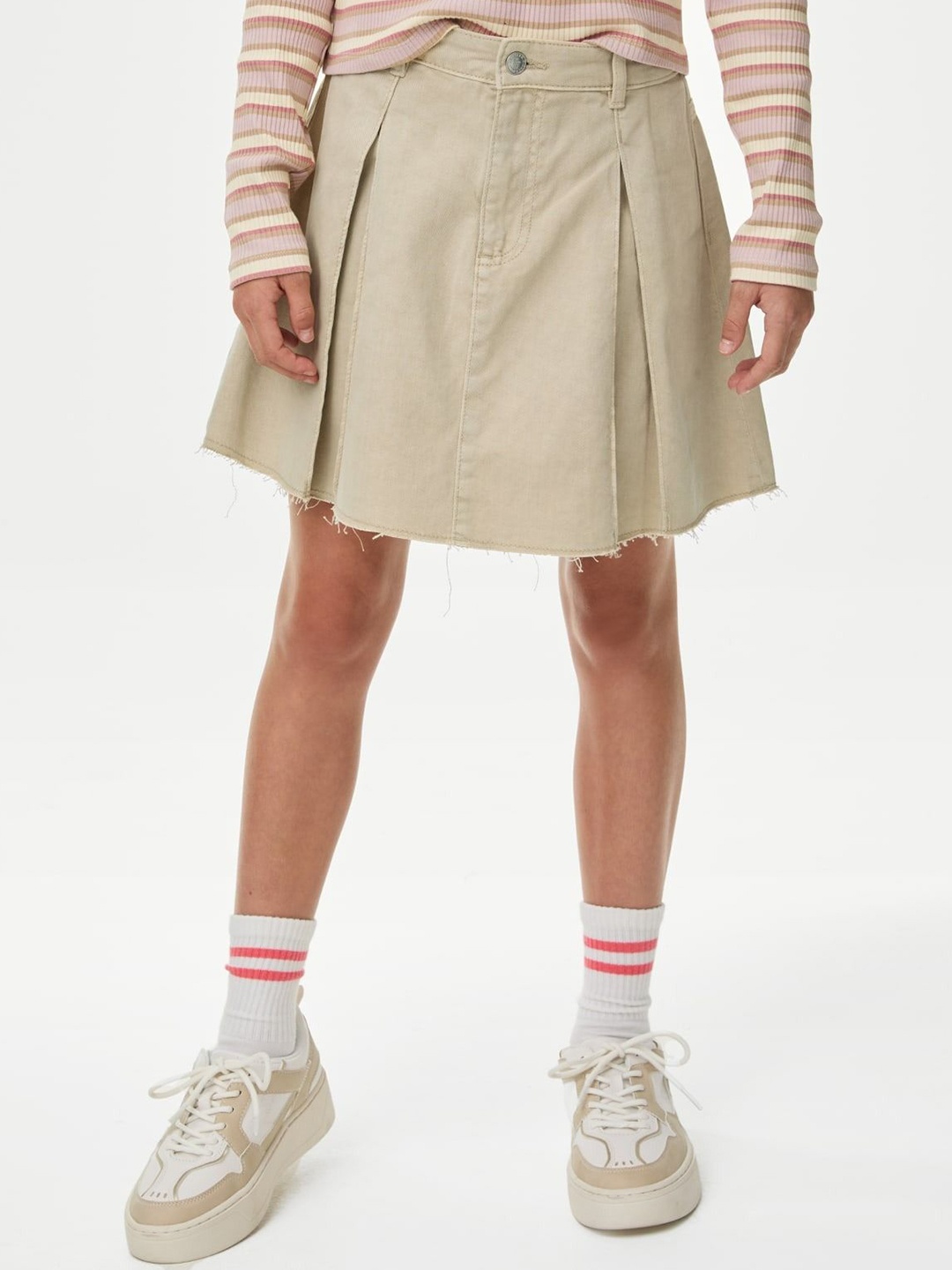

Marks & Spencer Girls Pure Cotton Pleated Mini Skirts, Beige