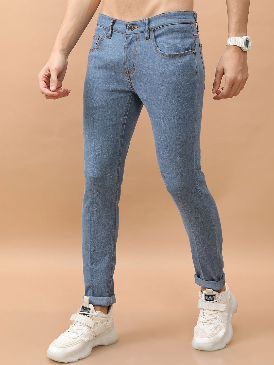 

HIGHLANDER Men Skinny Fit Clean Look Stretchable Jeans, Blue