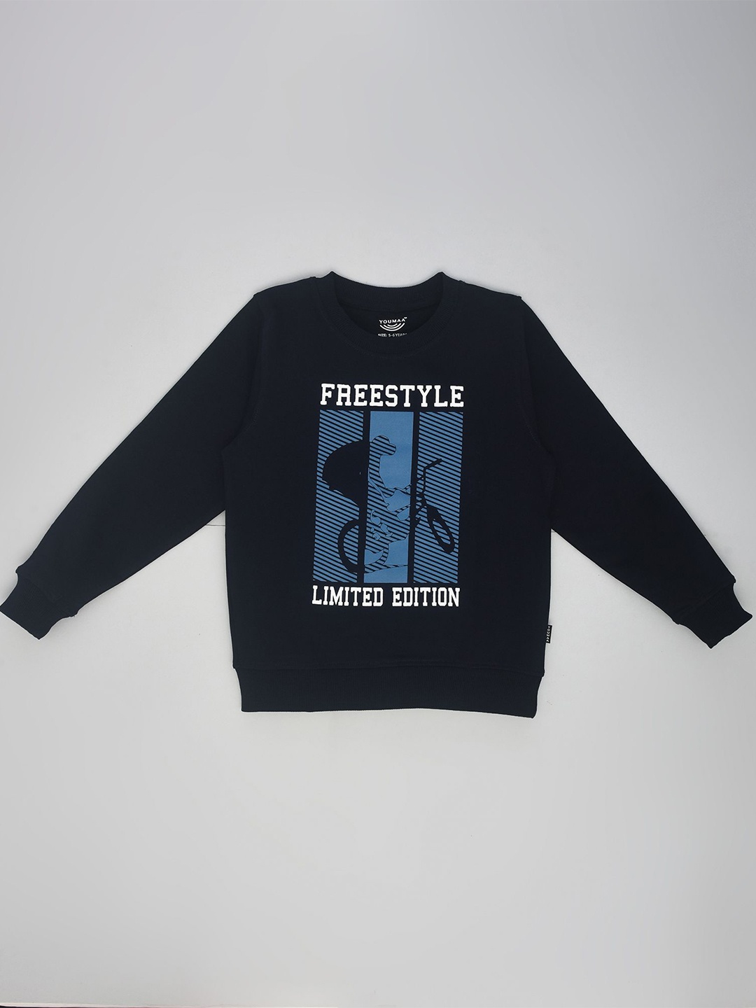 

YOUMAA Boys Typography Printed Cotton Sweatshirt, Navy blue