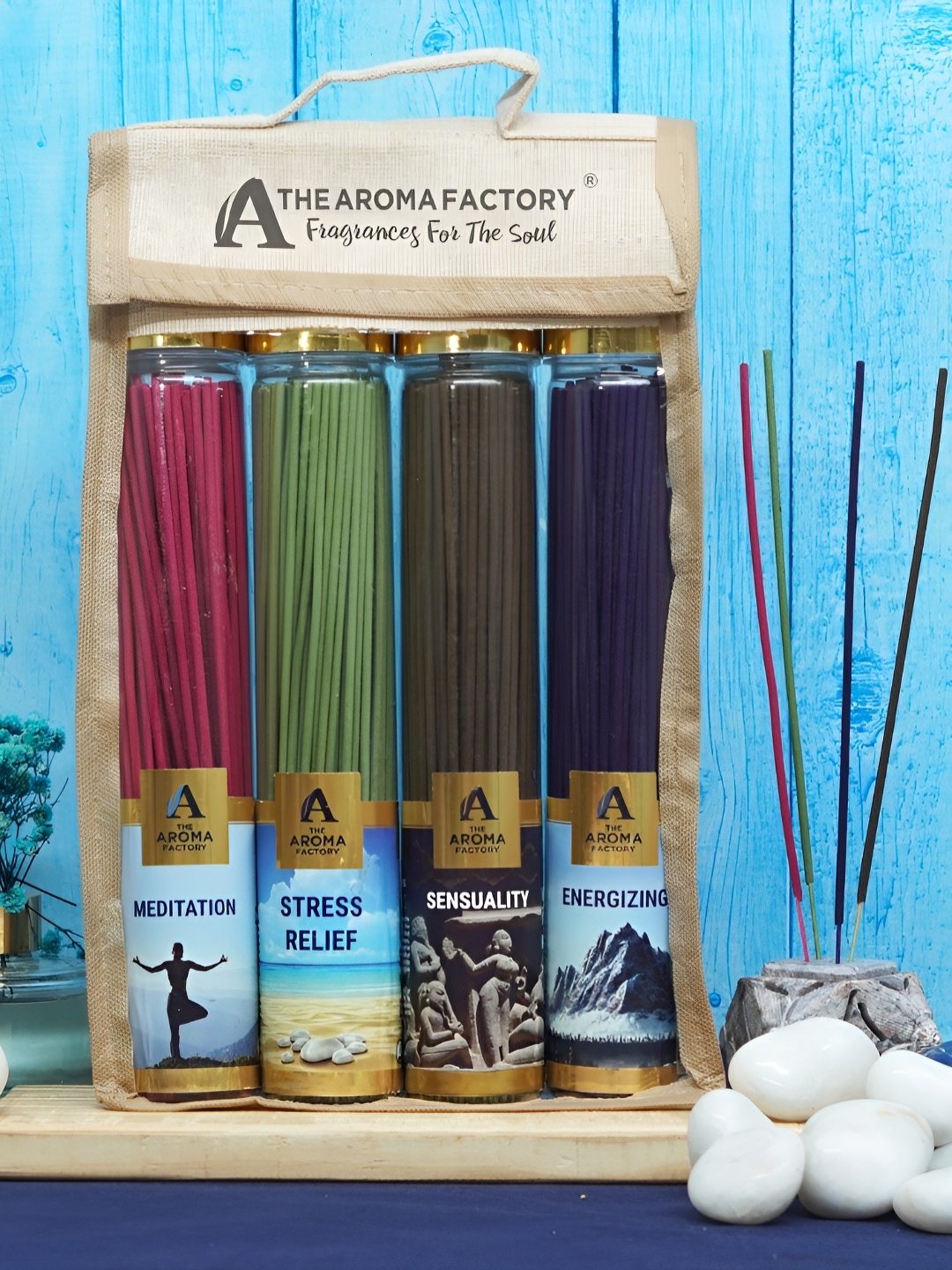 

The Aroma Factory Pink & Green 4 Pieces Incense Sticks With Bag