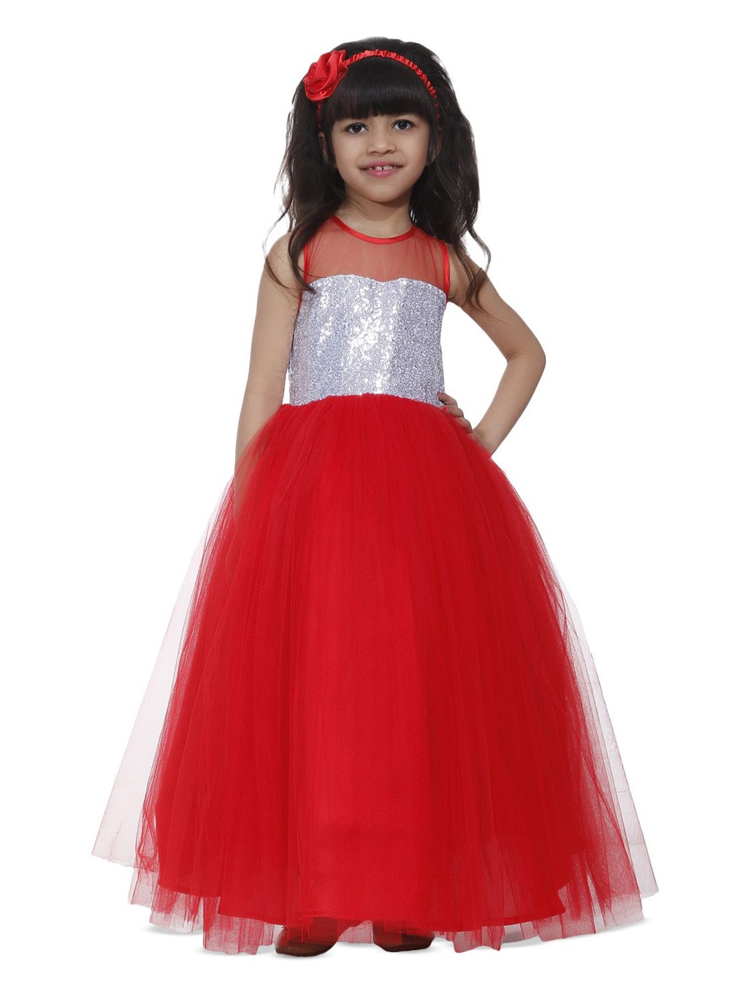 

Wish little Girls Embellished Sequined Detail Maxi Dress, Red