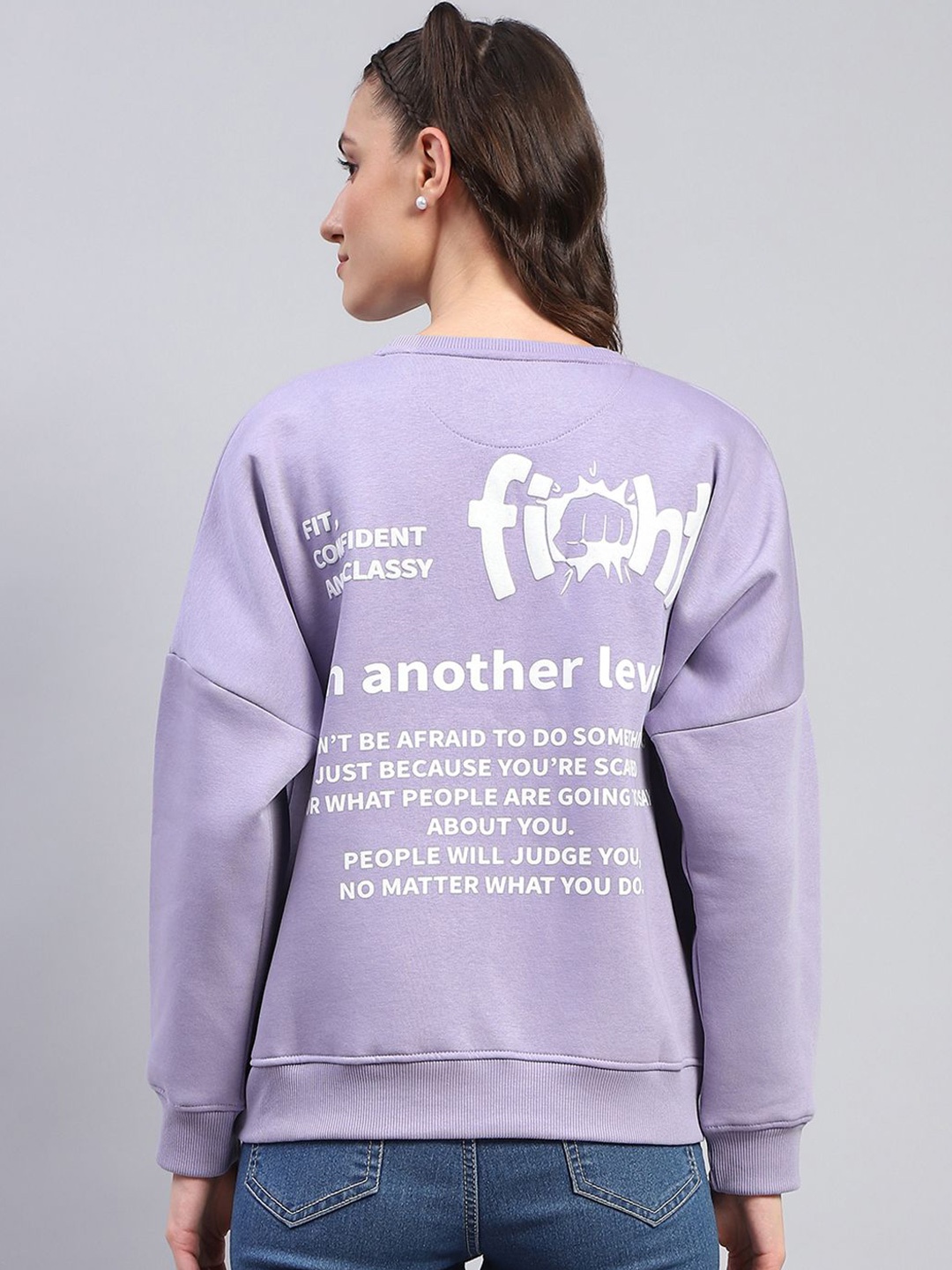 

rock.it Women Printed Cotton Sweatshirt, Lavender
