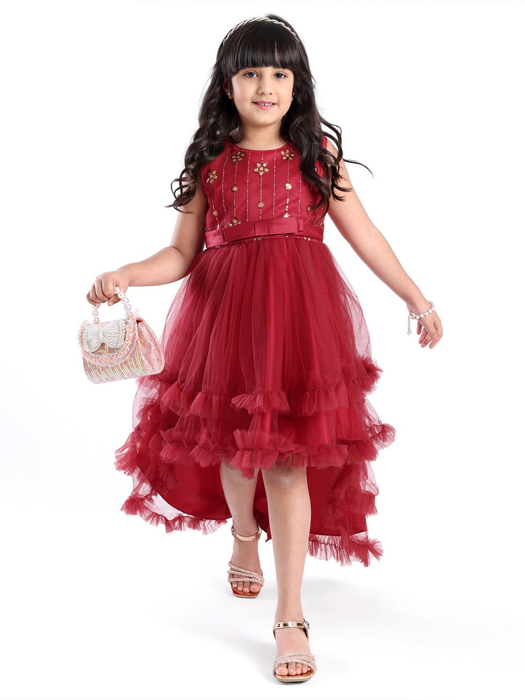 

Mark & Mia Kids - Girls Peplum Maxi Dress, Red