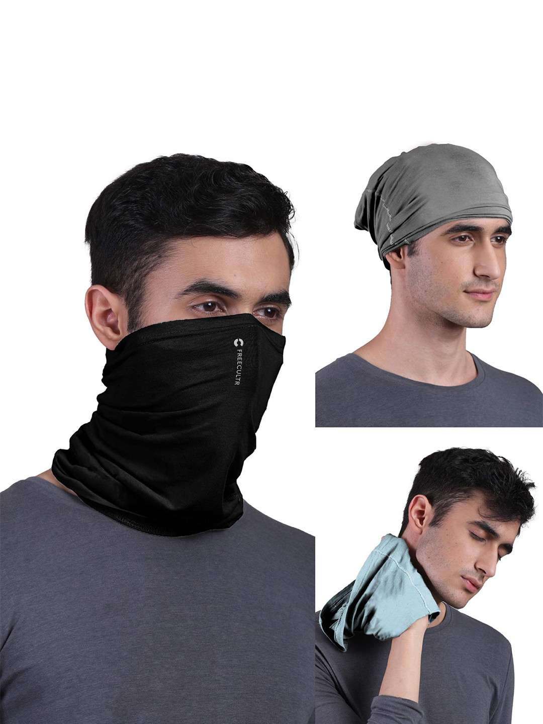 

FREECULTR Adults Pack Of 3 Bandana Headband, Grey
