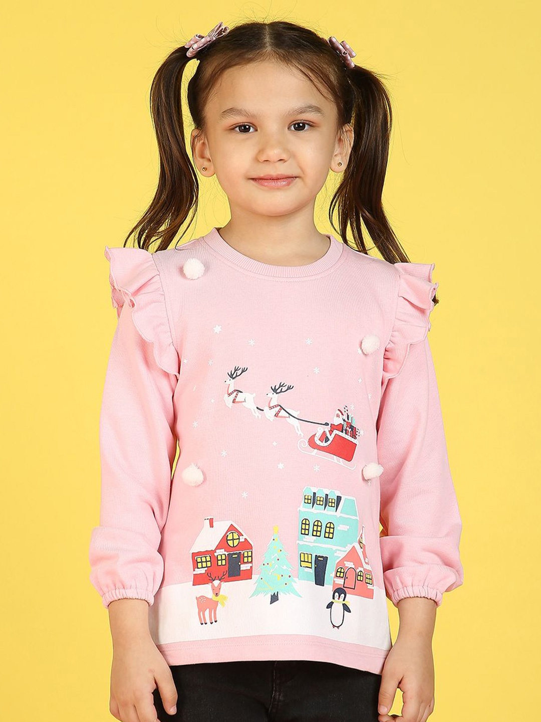 

Nauti Nati Girls Printed Sweatshirt, Pink