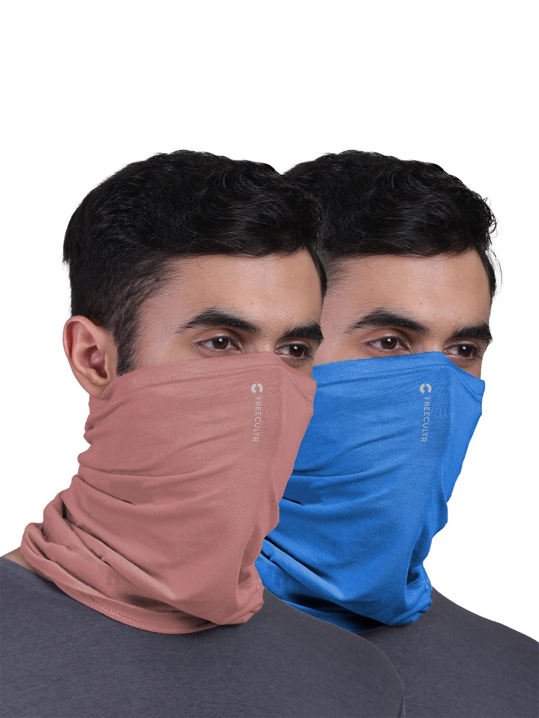 

FREECULTR Unisex Pack Of 2 Printed Anti Microbial Multipurpose Bandana Headband, Peach